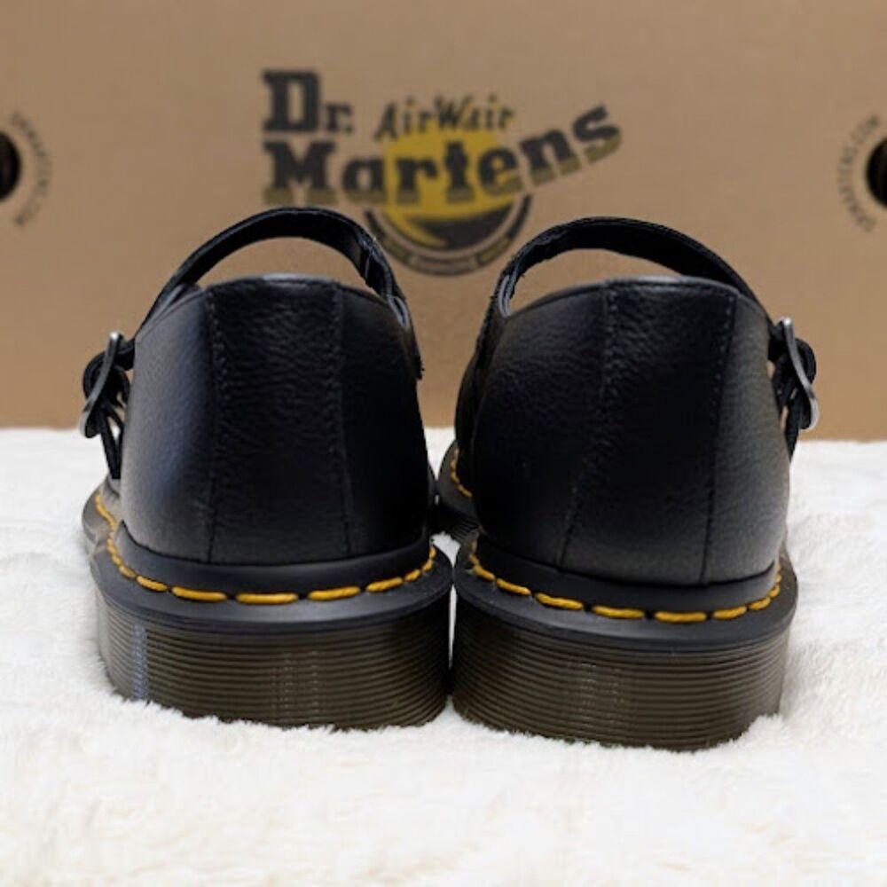 Dr. Martens Elphie MJ Black Virginia Leather Mary Jane Shoes UK 7 Women's 9 NIB - Picture 7 of 12
